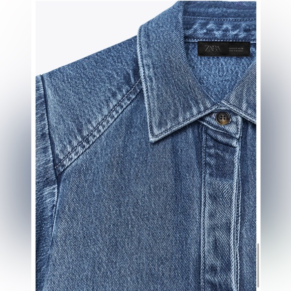 ZARA ZW Collection Lapel-collar shirt with kimono-style cap sleeves Size XL NWT - Picture 9 of 11